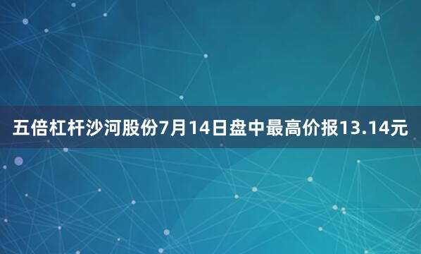 五倍杠杆沙河股份7月14日盘中最高价报13.14元